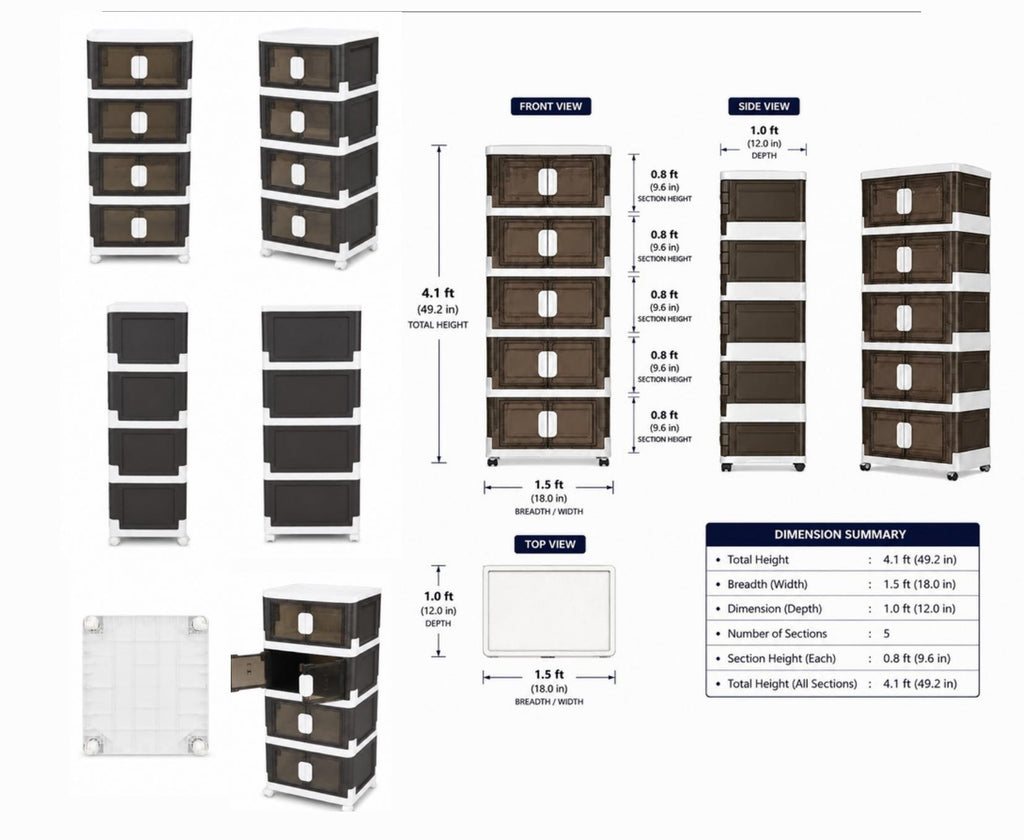 5-Tier Storage Drawer Cabinet