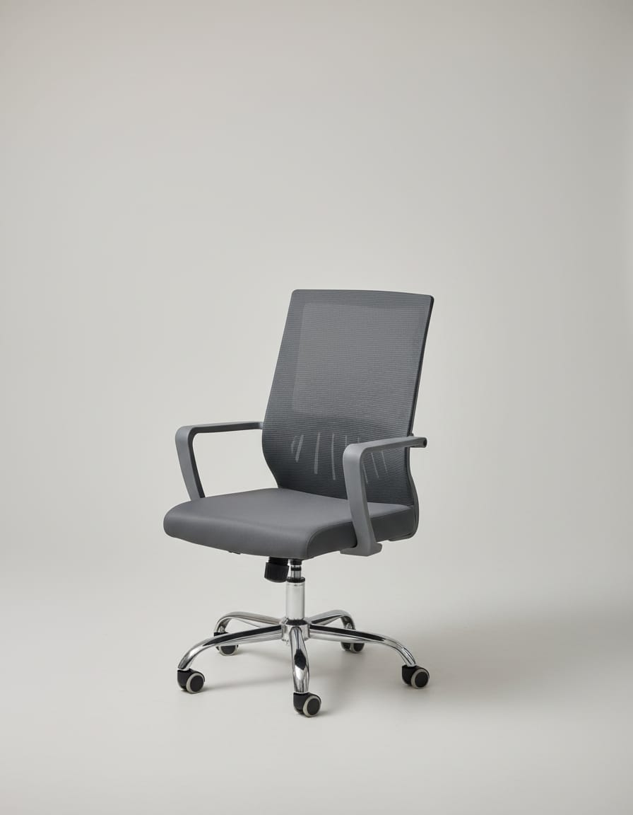 Mid-Back Fabric Office Chair – Swivel, Height Adjustable with Rolling Casters