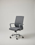 Mid-Back Fabric Office Chair – Swivel, Height Adjustable with Rolling Casters