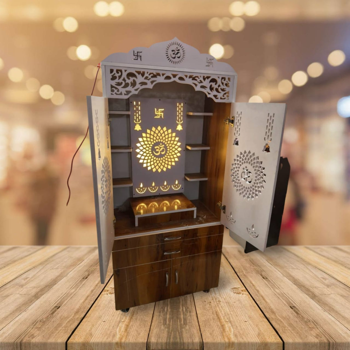 Wooden Finish Home Temple 60x30x20 Inch