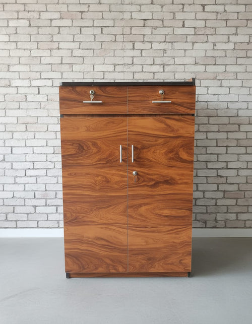 2-Door Wardrobe with Double Drawers and Multi-Shelf Storage