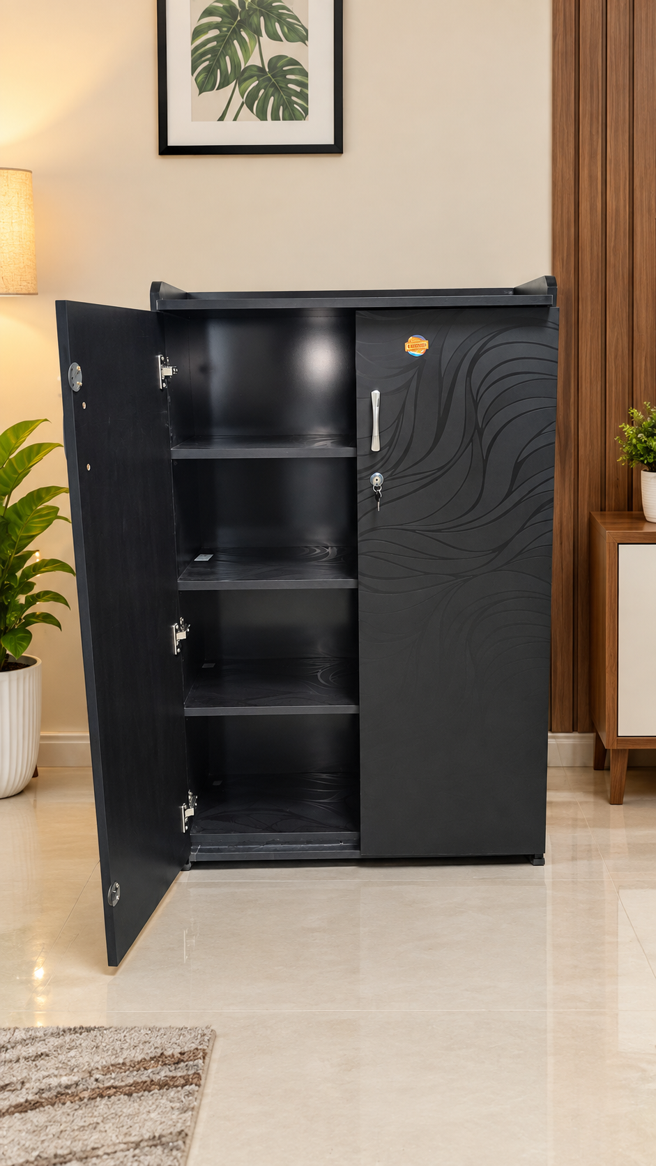 2-Door Wardrobe with 4 Shelves (48x30x12)