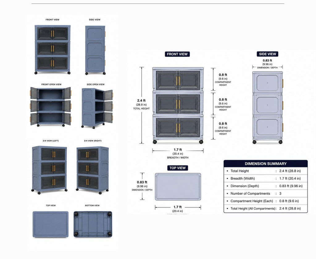 GlidePro 3-Tier Storage Cabinet