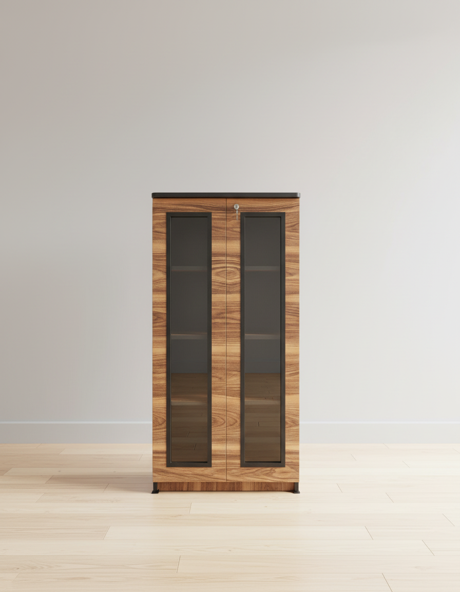 Kanfedens Bookshelf | 48 x 24 x 16 Inch | Panel Glass Door